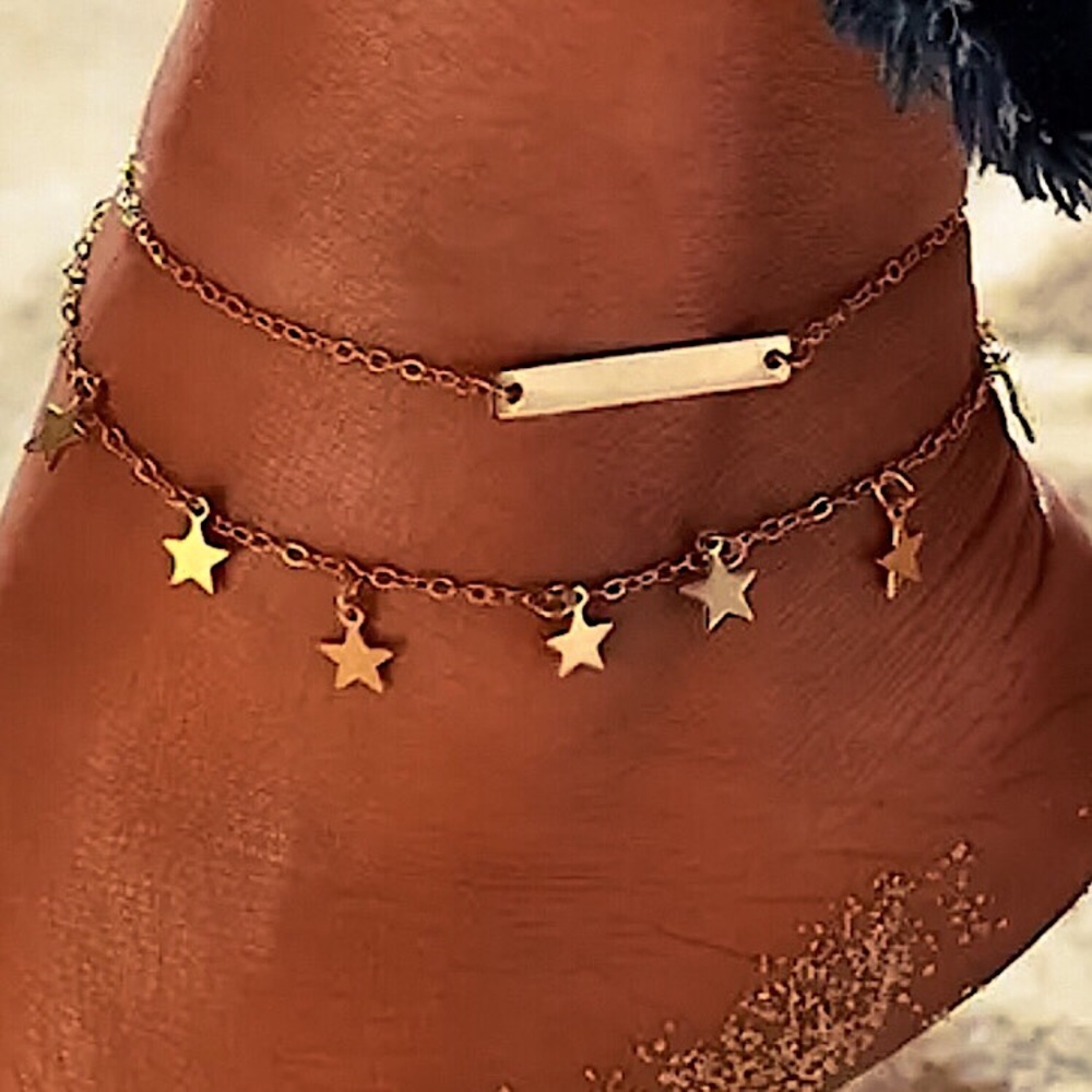 🔴𝟭𝟬/$𝟮𝟱🔴NEW 2 Layered Bar Star Anklet - Picture 17 of 17